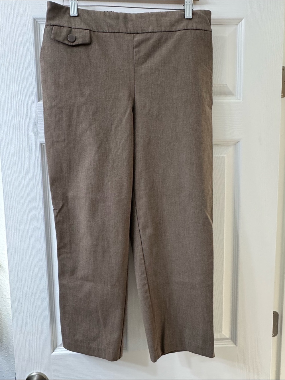 Rachel Zoe Taupe Straight-Leg Cropped Dress Pants
